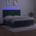 Cama box spring colchón y LED terciopelo verde oscuro 160x200cm