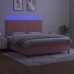 Cama box spring colchón y LED terciopelo rosa 160x200 cm