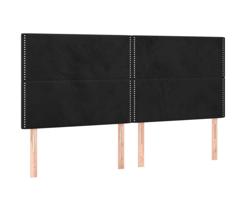 Cama box spring colchón y LED terciopelo negro 180x200 cm