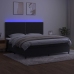 Cama box spring colchón y LED terciopelo negro 200x200 cm