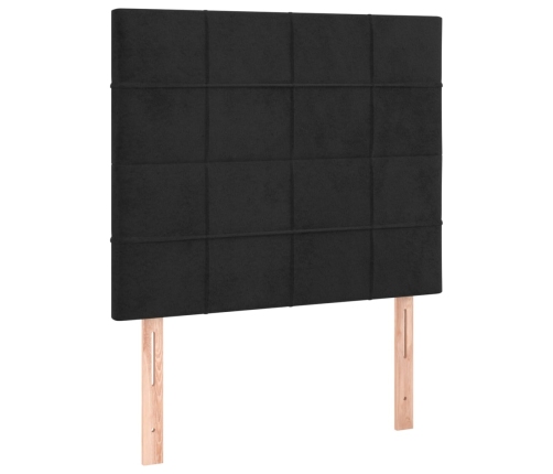 Cama box spring colchón y LED terciopelo negro 80x200 cm