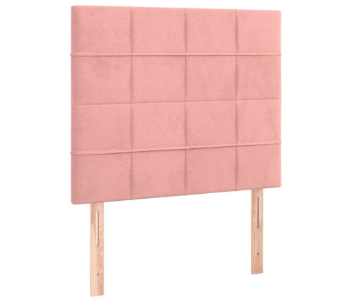 Cama box spring colchón y LED terciopelo rosa 80x200 cm