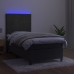 Cama box spring colchón y LED terciopelo gris oscuro 90x190 cm