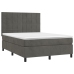 vidaXL Cama box spring colchón y LED terciopelo gris oscuro 140x190 cm