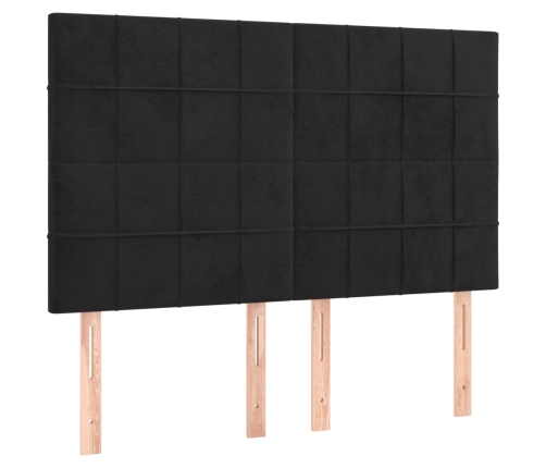 Cama box spring colchón y LED terciopelo negro 140x190 cm