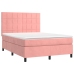 Cama box spring colchón y LED terciopelo rosa 140x190 cm