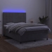 Cama box spring colchón y LED terciopelo gris claro 140x200 cm