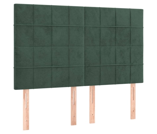 Cama box spring colchón y LED terciopelo verde oscuro 140x200cm