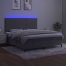 Cama box spring colchón y LED terciopelo gris claro 160x200 cm