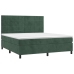 Cama box spring colchón y LED terciopelo verde oscuro 160x200cm