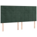 Cama box spring colchón y LED terciopelo verde oscuro 160x200cm