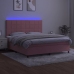 Cama box spring colchón y LED terciopelo rosa 180x200 cm