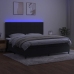 Cama box spring colchón y LED terciopelo negro 200x200 cm