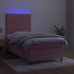 Cama box spring colchón y LED terciopelo rosa 80x200 cm