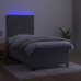 Cama box spring colchón y LED terciopelo gris claro 90x190 cm