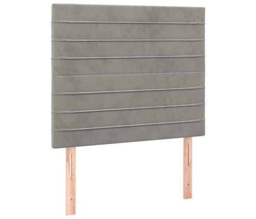 Cama box spring colchón y LED terciopelo gris claro 90x190 cm