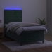 Cama box spring colchón y LED terciopelo verde oscuro 90x190 cm