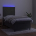 Cama box spring colchón y LED terciopelo gris oscuro 90x200 cm