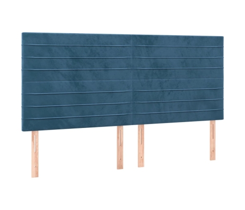 Cama box spring colchón y LED terciopelo azul oscuro 160x200 cm