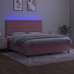 Cama box spring colchón y LED terciopelo rosa 160x200 cm