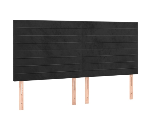 Cama box spring colchón y LED terciopelo negro 180x200 cm