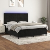 Cama box spring colchón y LED terciopelo negro 180x200 cm