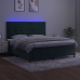 Cama box spring colchón y LED terciopelo verde oscuro 180x200cm