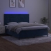 Cama box spring colchón y LED terciopelo azul oscuro 180x200 cm