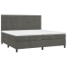 Cama box spring colchón y LED terciopelo gris oscuro 200x200 cm