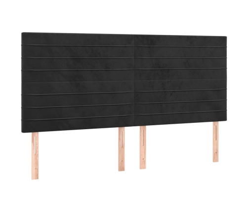 vidaXL Cama box spring colchón y LED terciopelo negro 200x200 cm