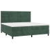 Cama box spring colchón y LED terciopelo verde oscuro 200x200cm