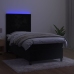 Cama box spring colchón y LED terciopelo negro 90x190 cm