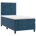 Cama box spring colchón y LED terciopelo azul oscuro 90x190 cm