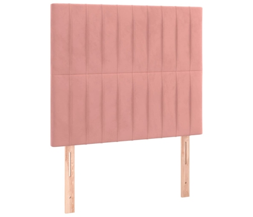 Cama box spring colchón y LED terciopelo rosa 90x190 cm