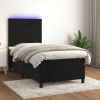 Cama box spring colchón y LED terciopelo negro 100x200 cm