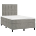 Cama box spring colchón y LED terciopelo gris claro 120x200 cm
