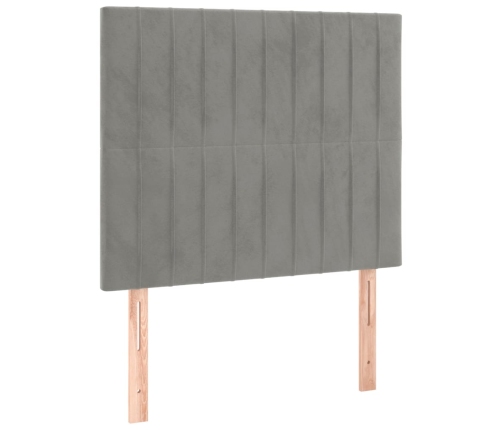 Cama box spring colchón y LED terciopelo gris claro 120x200 cm