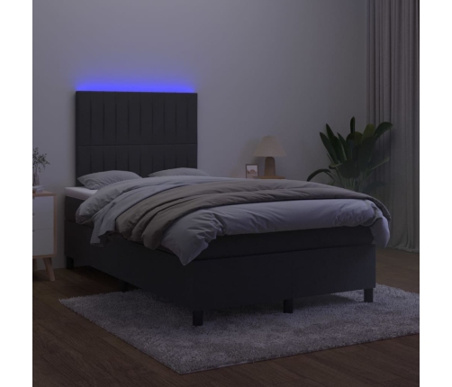 Cama box spring colchón y LED terciopelo negro 120x200 cm