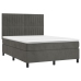 Cama box spring colchón y LED terciopelo gris oscuro 140x190 cm