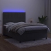 Cama box spring colchón y LED terciopelo gris oscuro 140x190 cm