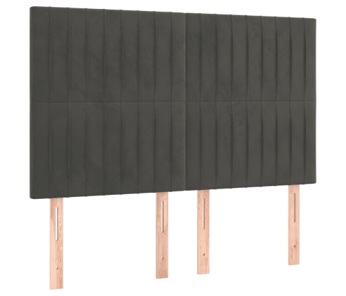 Cama box spring colchón y LED terciopelo gris oscuro 140x190 cm