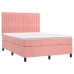 Cama box spring colchón y LED terciopelo rosa 140x190 cm