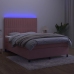 Cama box spring colchón y LED terciopelo rosa 140x190 cm