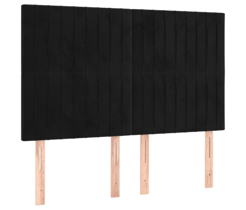 Cama box spring colchón y LED terciopelo negro 140x200 cm