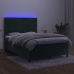 Cama box spring colchón y LED terciopelo verde oscuro 140x200cm