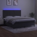 Cama box spring colchón y LED terciopelo gris oscuro 160x200 cm