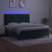 Cama box spring colchón y LED terciopelo verde oscuro 160x200cm