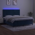 Cama box spring colchón y LED terciopelo azul oscuro 160x200 cm