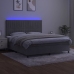 Cama box spring colchón y LED terciopelo gris claro 180x200 cm