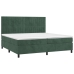 Cama box spring colchón y LED terciopelo verde oscuro 200x200cm